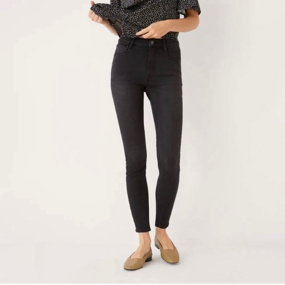 Frank & Oak Debbie skinny jeans black wash high rise 99% cotton - Picture 1 of 16